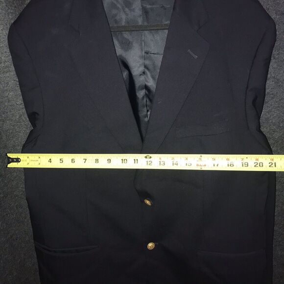 Alan Flusser Navy Blue or Black Sport Virgin Wool Blazer Jacket Gold Buttons 44R - Picture 10 of 15